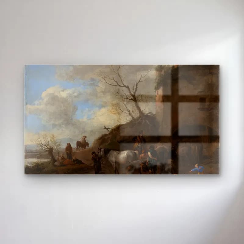 Philips Wouwerman – Riders at a Blacksmith’s (ca 1650-1655) cam tablo — Philips Wouwerman – Riders at a Blacksmith’s (ca 1650-1655) — yağlı boya dini sahne