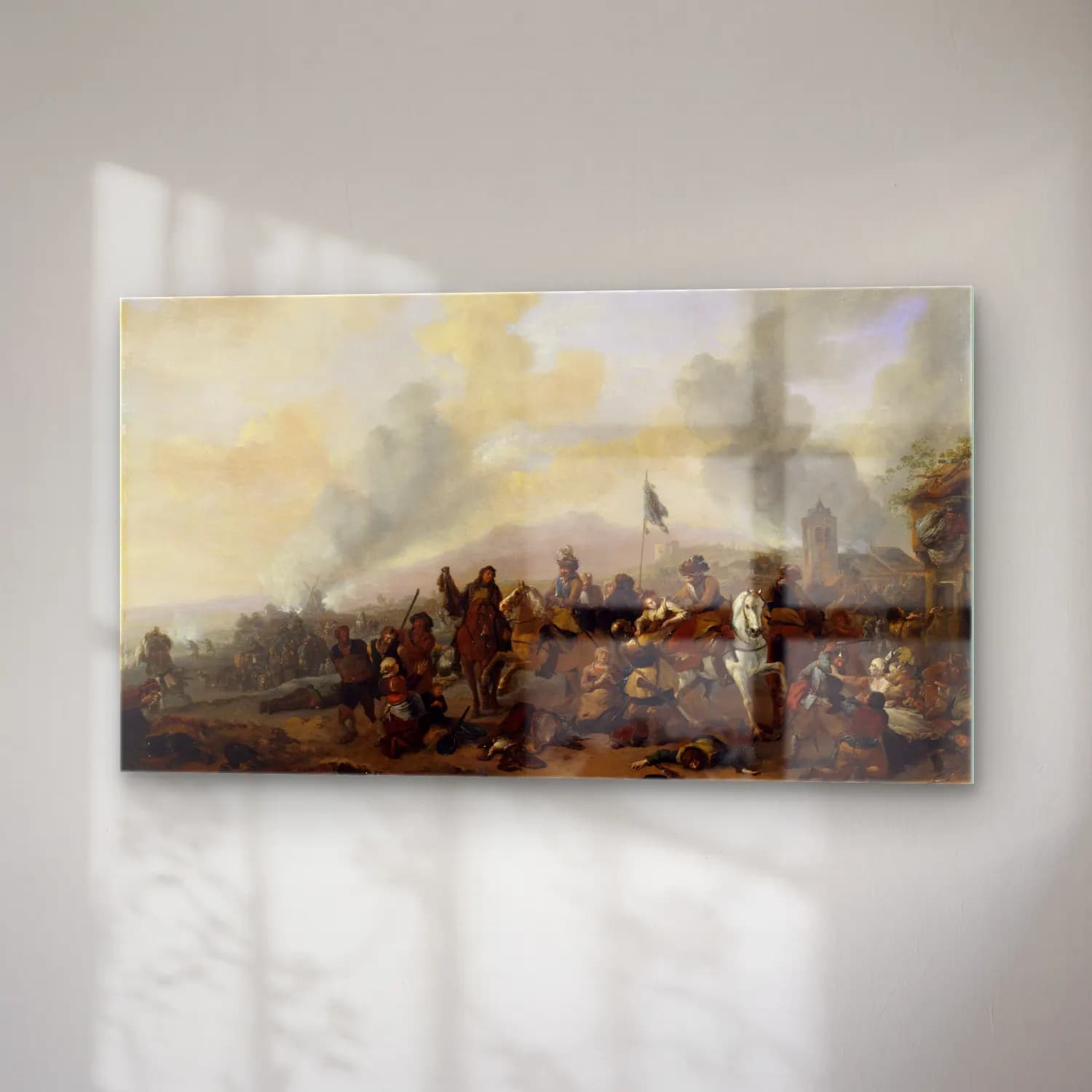 Philips Wouwerman – Soldiers Plundering a Village cam tablo — sağ açıdan görünüm