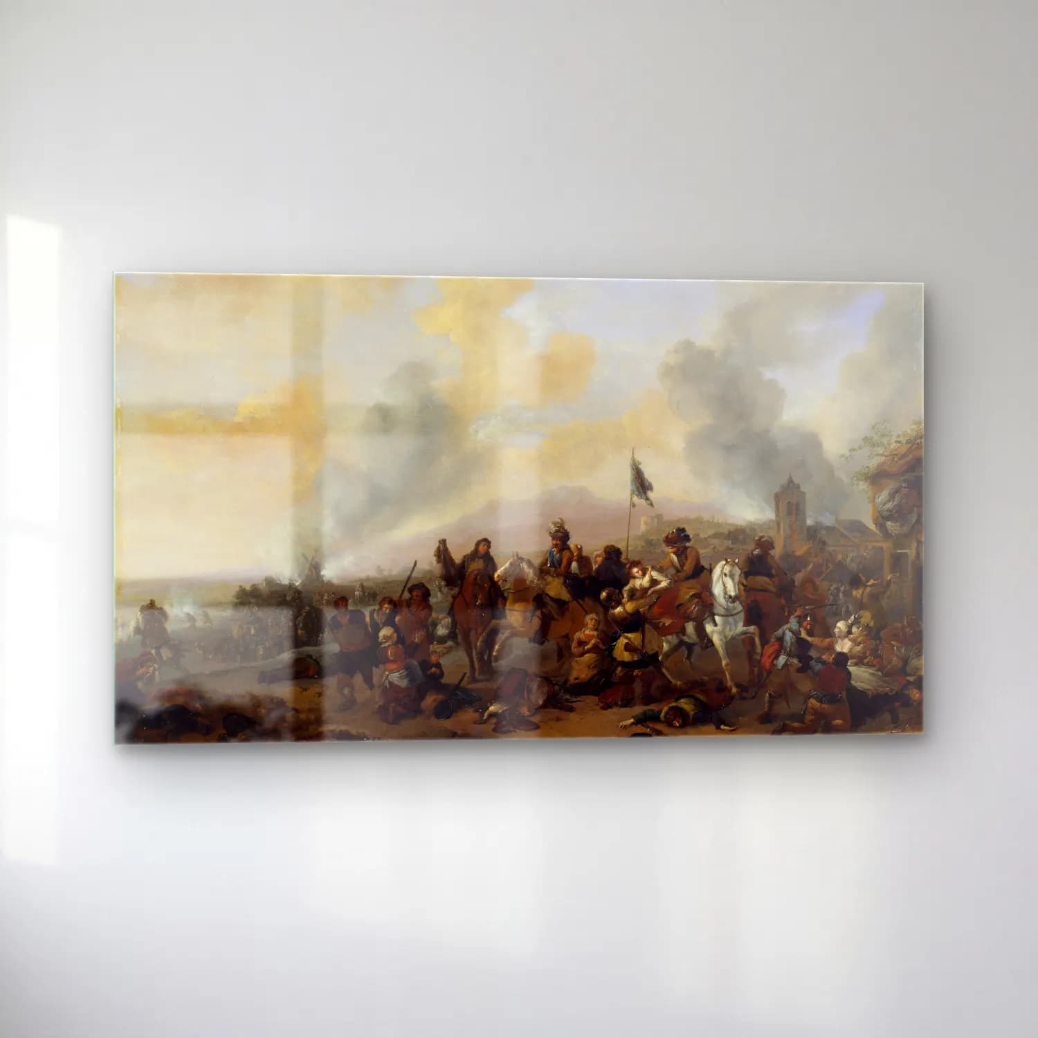Philips Wouwerman – Soldiers Plundering a Village cam tablo — sol açıdan görünüm