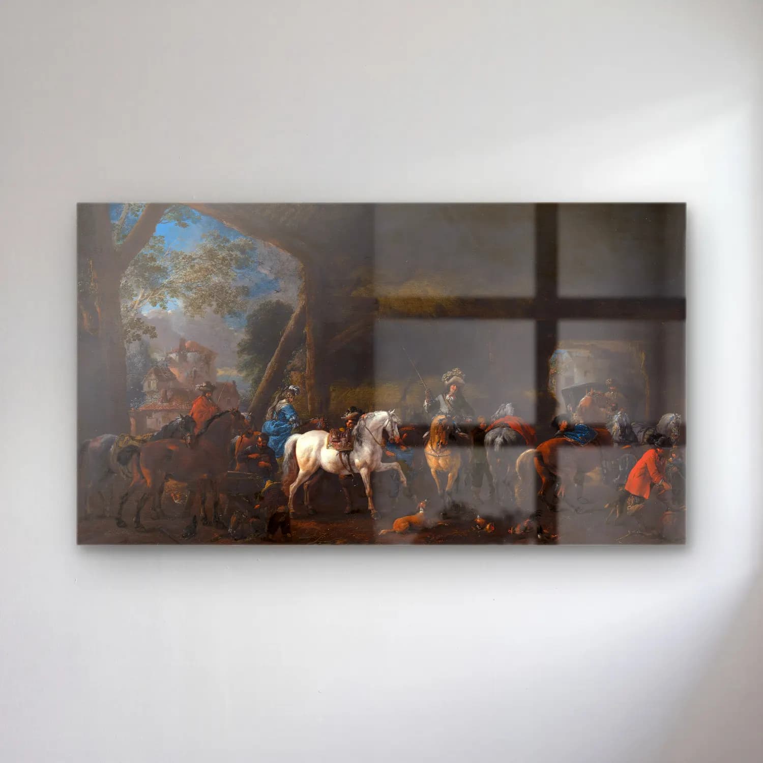 Philips Wouwerman – The Arrival at the Stable cam tablo — Philips Wouwerman – The Arrival at the Stable — yağlı boya savaş sahnesi