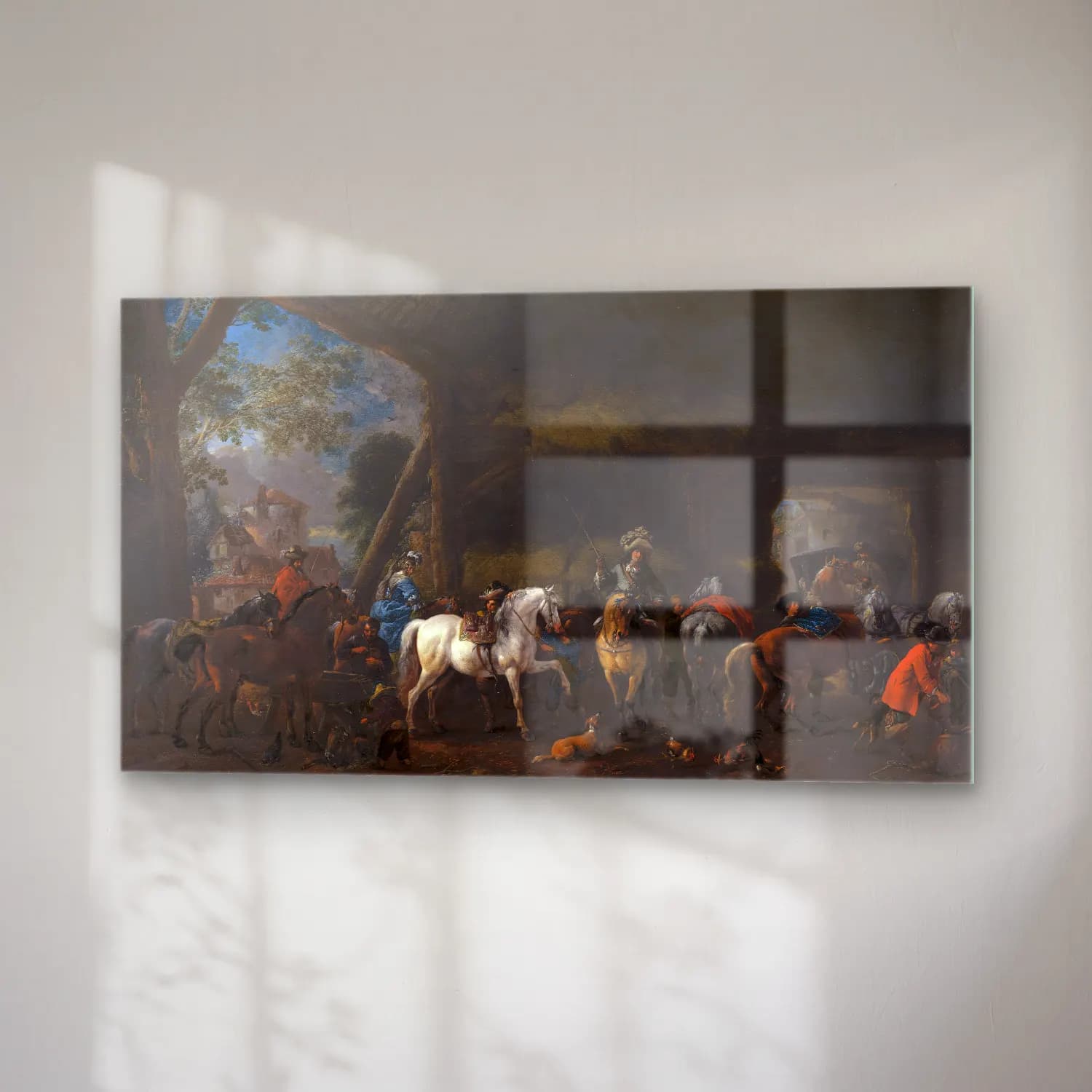 Philips Wouwerman – The Arrival at the Stable cam tablo — sağ açıdan görünüm