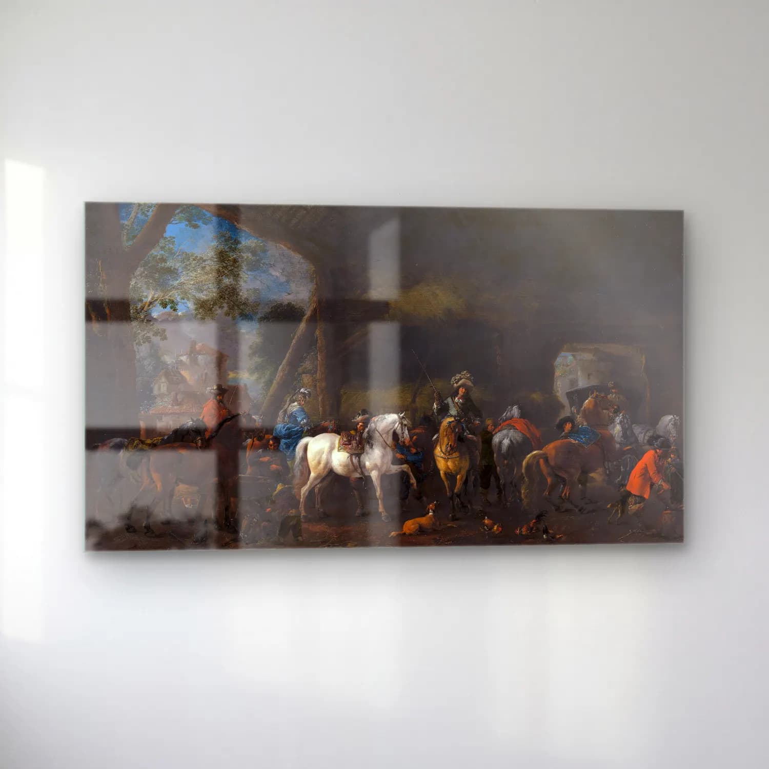 Philips Wouwerman – The Arrival at the Stable cam tablo — sol açıdan görünüm