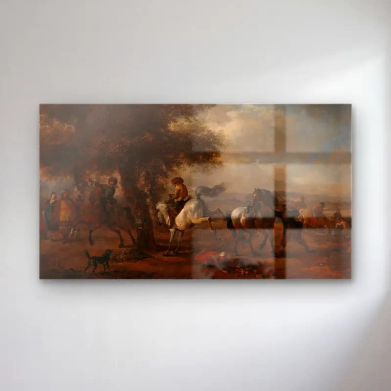 Philips Wouwerman – The Bucking Grey cam tablo — Philips Wouwerman – The Bucking Grey — yağlı boya savaş sahnesi