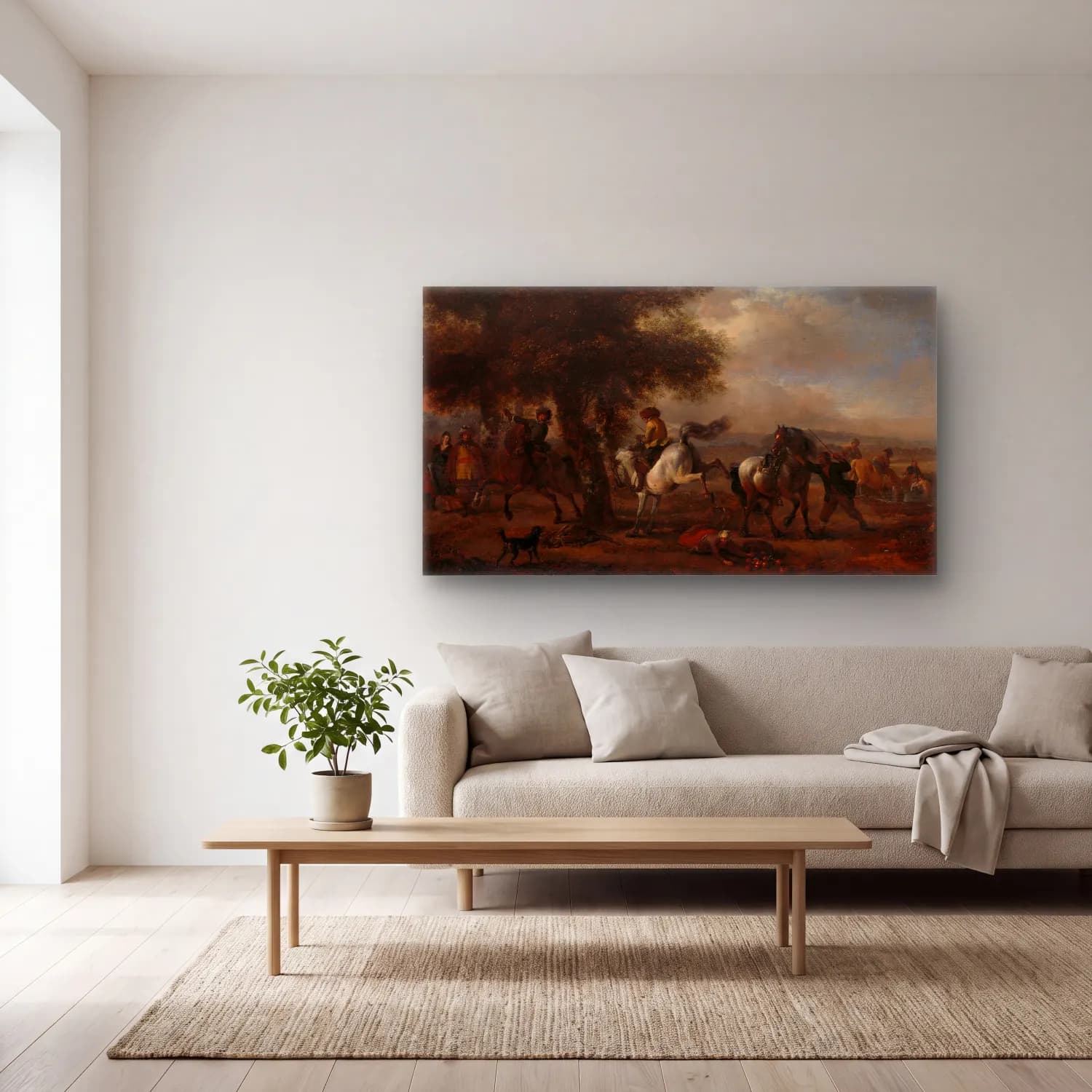 Philips Wouwerman – The Bucking Grey cam tablo — açık renk salonda