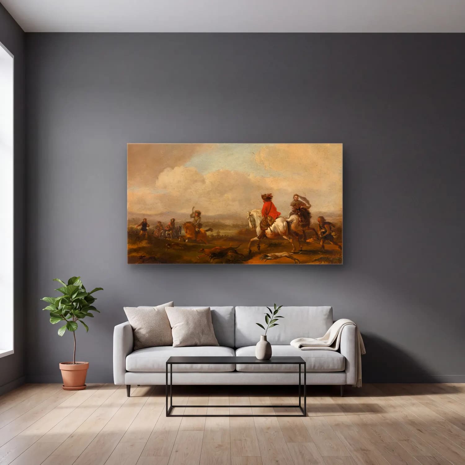 Philips Wouwerman – The Drive cam tablo — gri duvarlı salonda