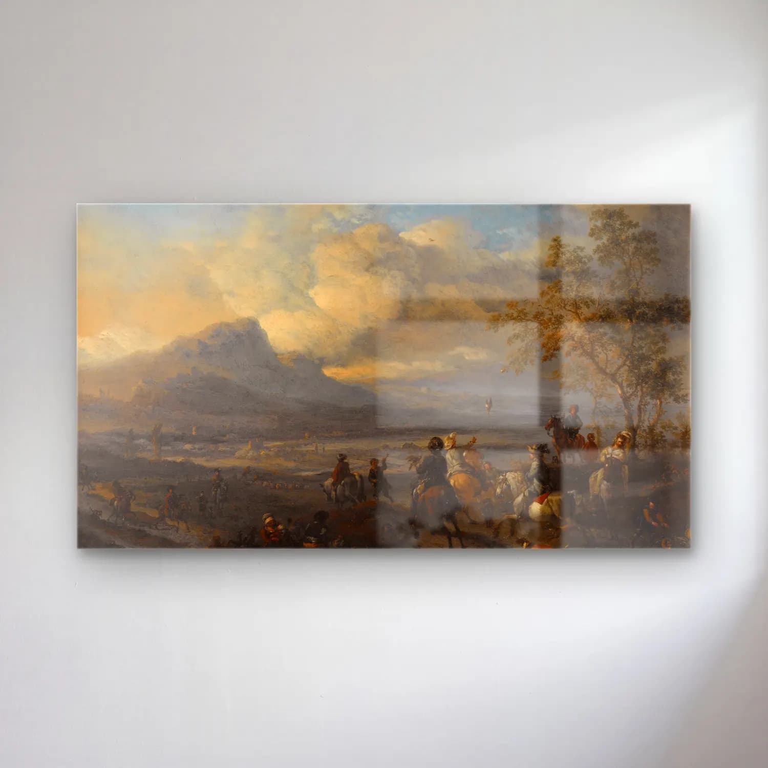 Philips Wouwerman – The Falcon Hunt cam tablo — Philips Wouwerman – The Falcon Hunt — yağlı boya savaş sahnesi