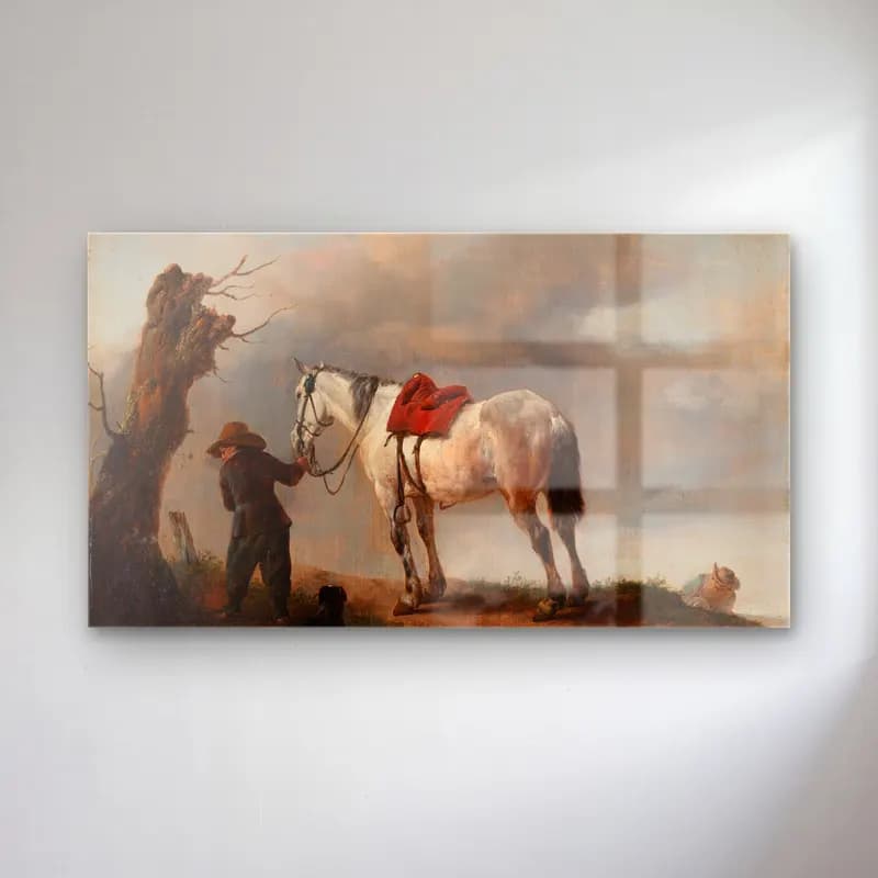 Philips Wouwerman – The Grey Horse cam tablo — Philips Wouwerman – The Grey Horse — yağlı boya atlı