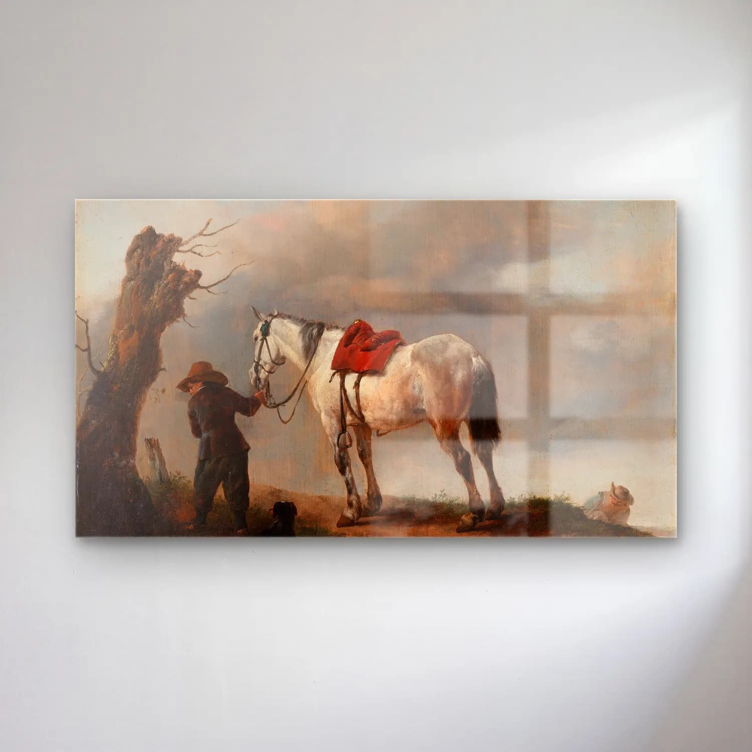 Philips Wouwerman – The Grey Horse cam tablo — Philips Wouwerman – The Grey Horse — yağlı boya atlı