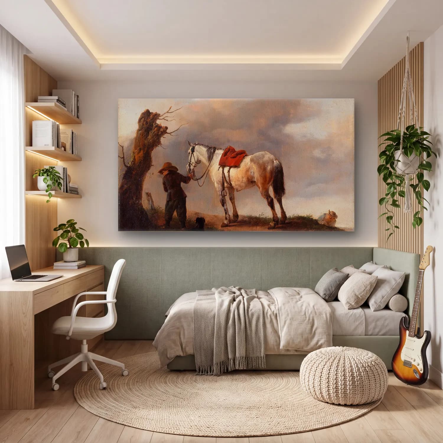 Philips Wouwerman – The Grey Horse cam tablo — genç odasında