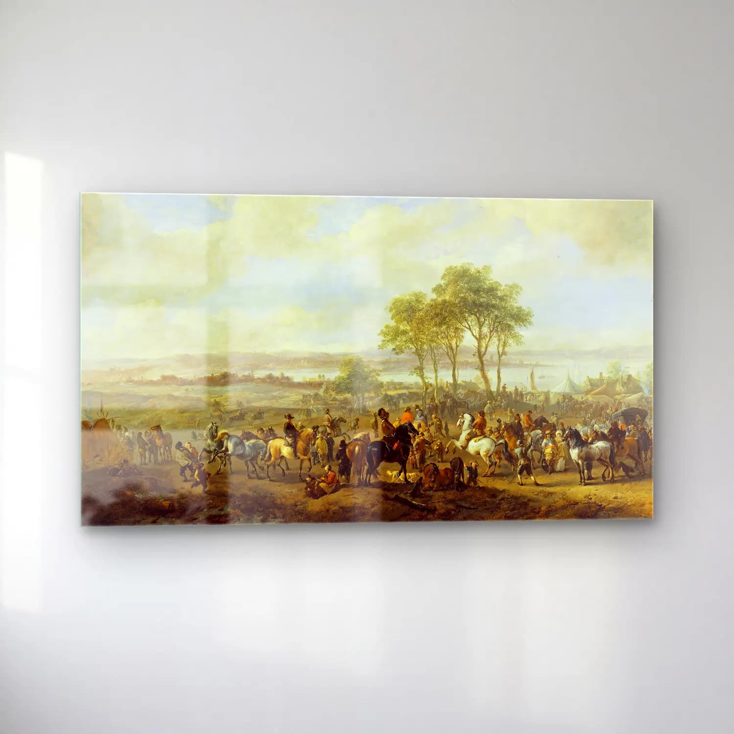 Philips Wouwerman – The Horse Fair (late 1660s) cam tablo — sol açıdan görünüm