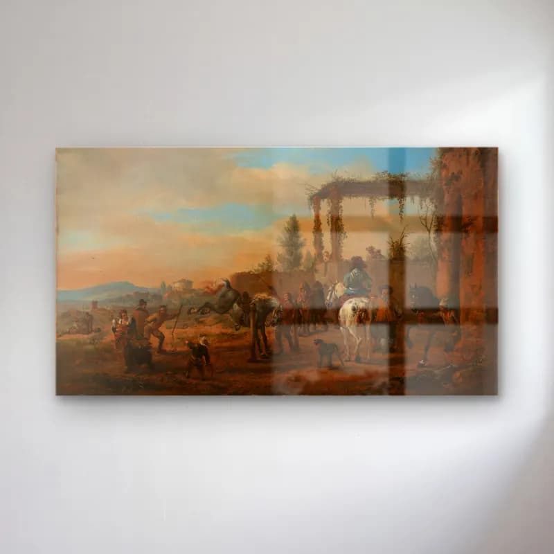 Philips Wouwerman – The Riding School cam tablo — Philips Wouwerman – The Riding School — yağlı boya savaş sahnesi