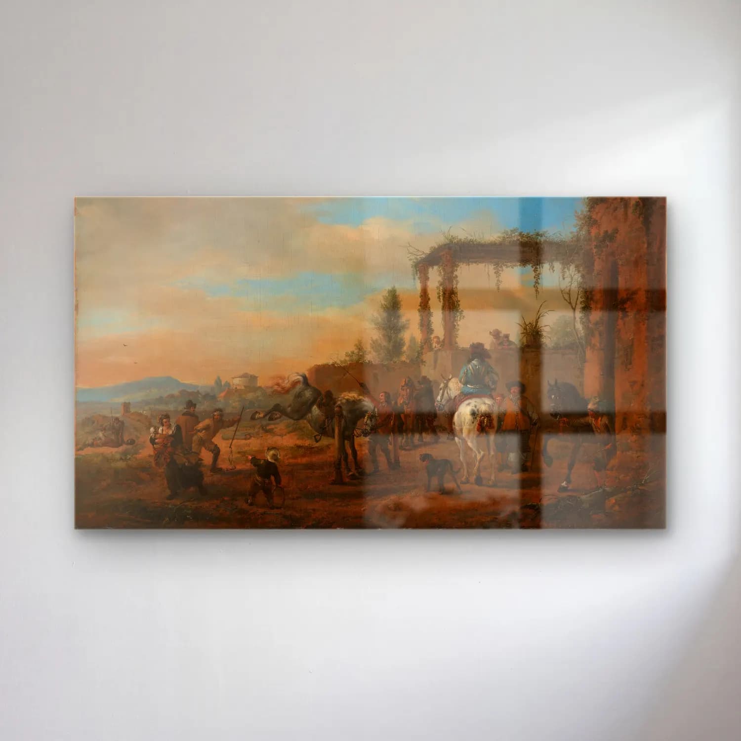 Philips Wouwerman – The Riding School cam tablo — Philips Wouwerman – The Riding School — yağlı boya savaş sahnesi