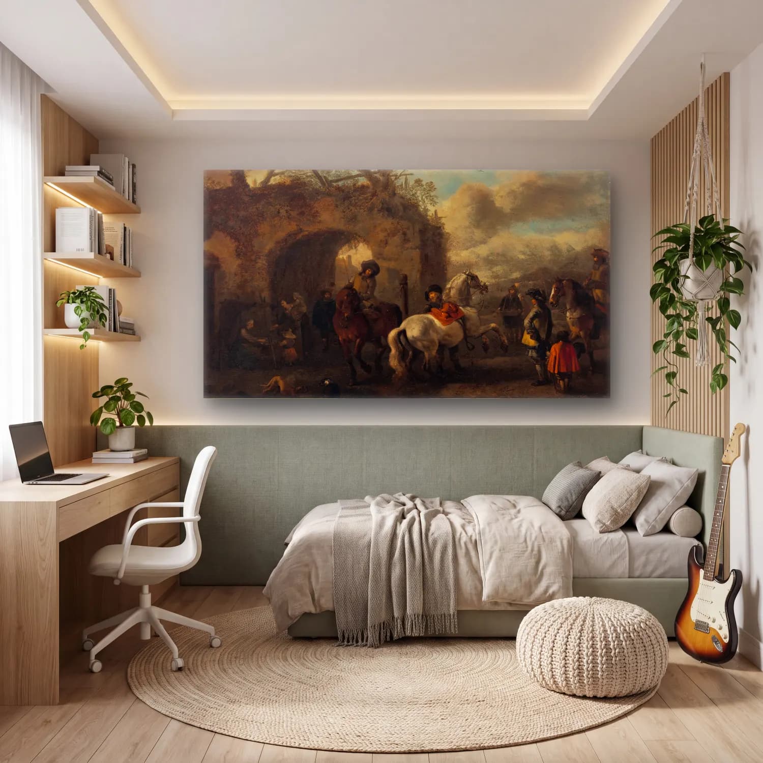 Philips Wouwerman – The Riding School No. 4 cam tablo — genç odasında