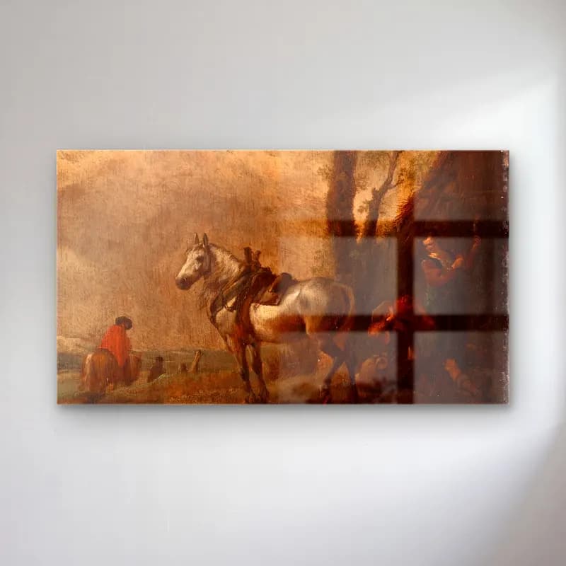 Philips Wouwerman – The resting place cam tablo — Philips Wouwerman – The resting place — yağlı boya atlı