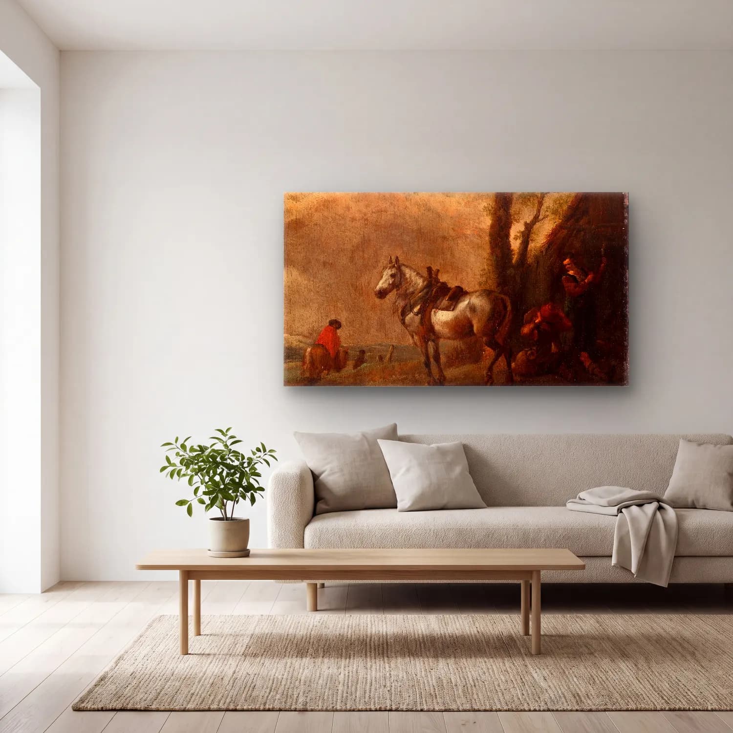 Philips Wouwerman – The resting place cam tablo — açık renk salonda