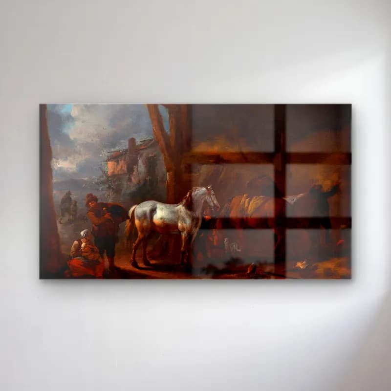 Philips Wouwerman – The stable cam tablo — Philips Wouwerman – The stable — yağlı boya kır evi