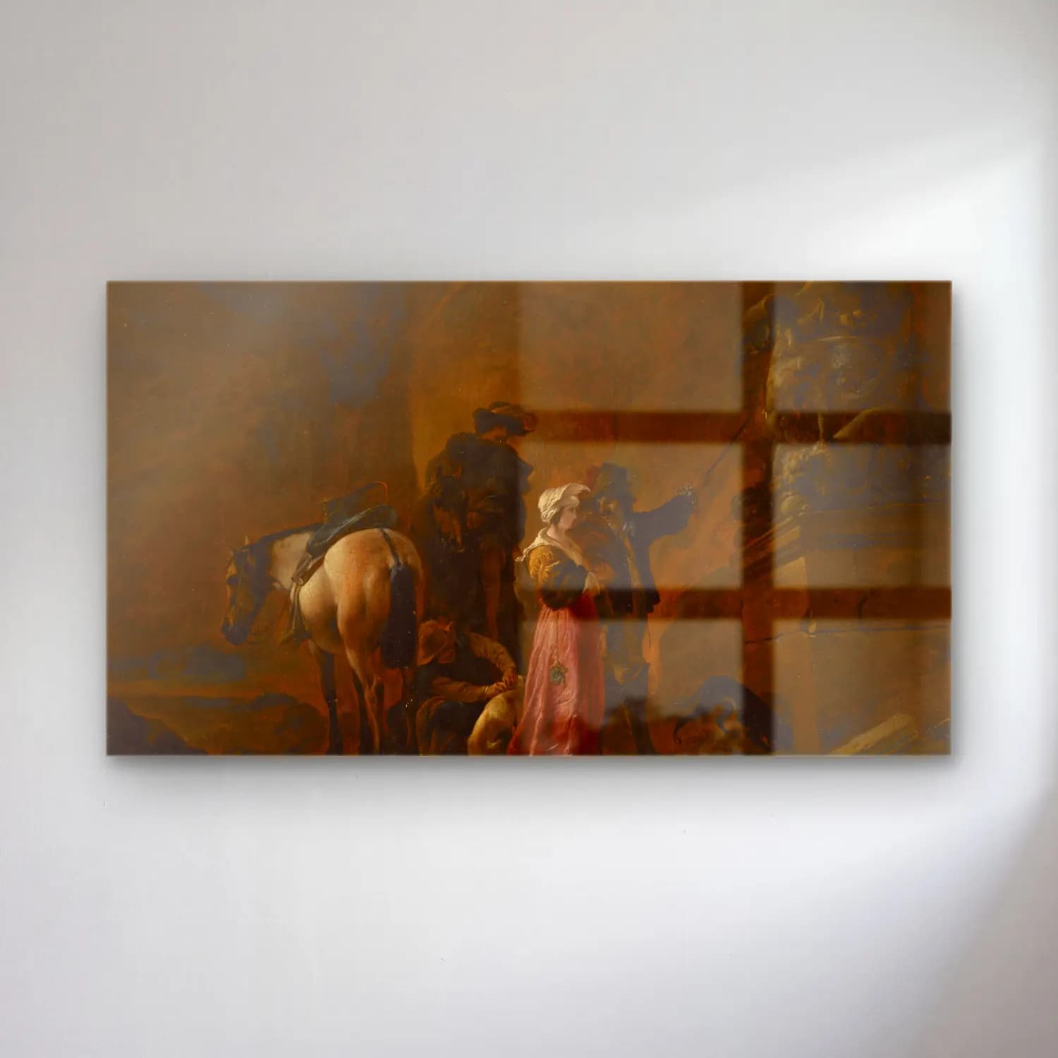 Philips Wouwerman – Travellers in a cave cam tablo — Philips Wouwerman – Travellers in a cave — yağlı boya savaş sahnesi