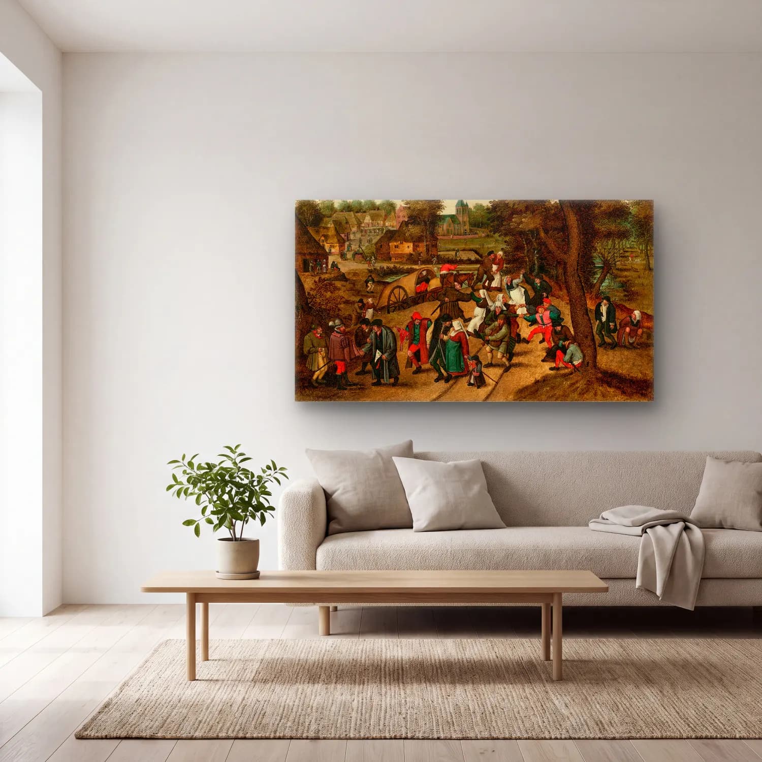 Pieter Brueghel The Younger – La trappe aux oiseaux cam tablo — açık renk salonda