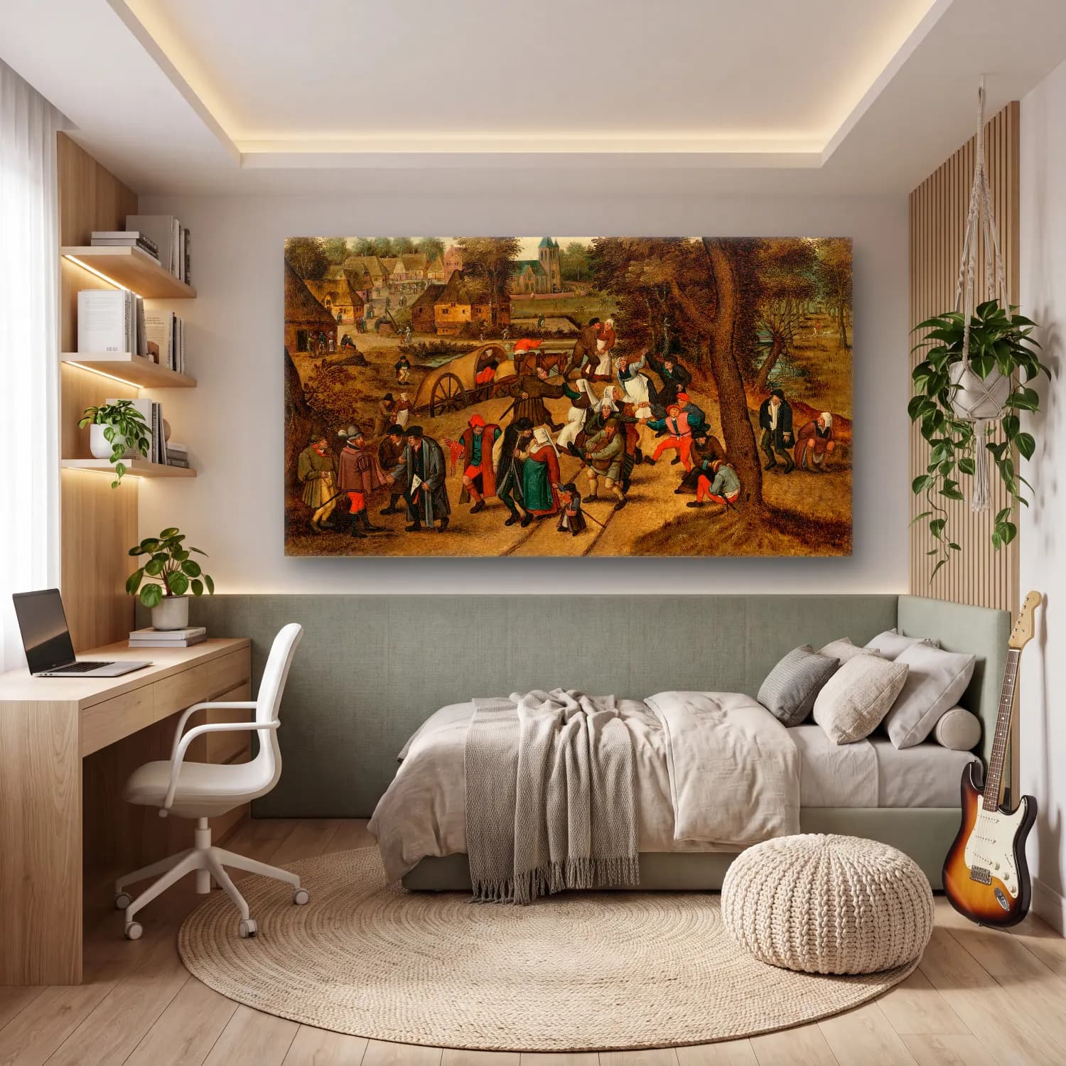 Pieter Brueghel The Younger – La trappe aux oiseaux cam tablo — genç odasında