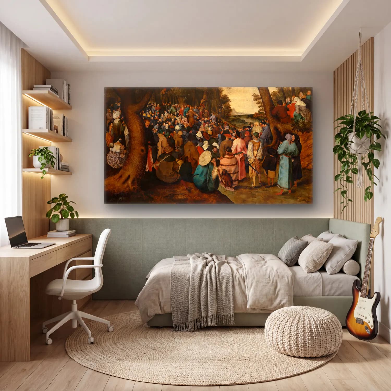 Pieter Brueghel The Younger – Saint John the Baptist Preaching cam tablo — genç odasında