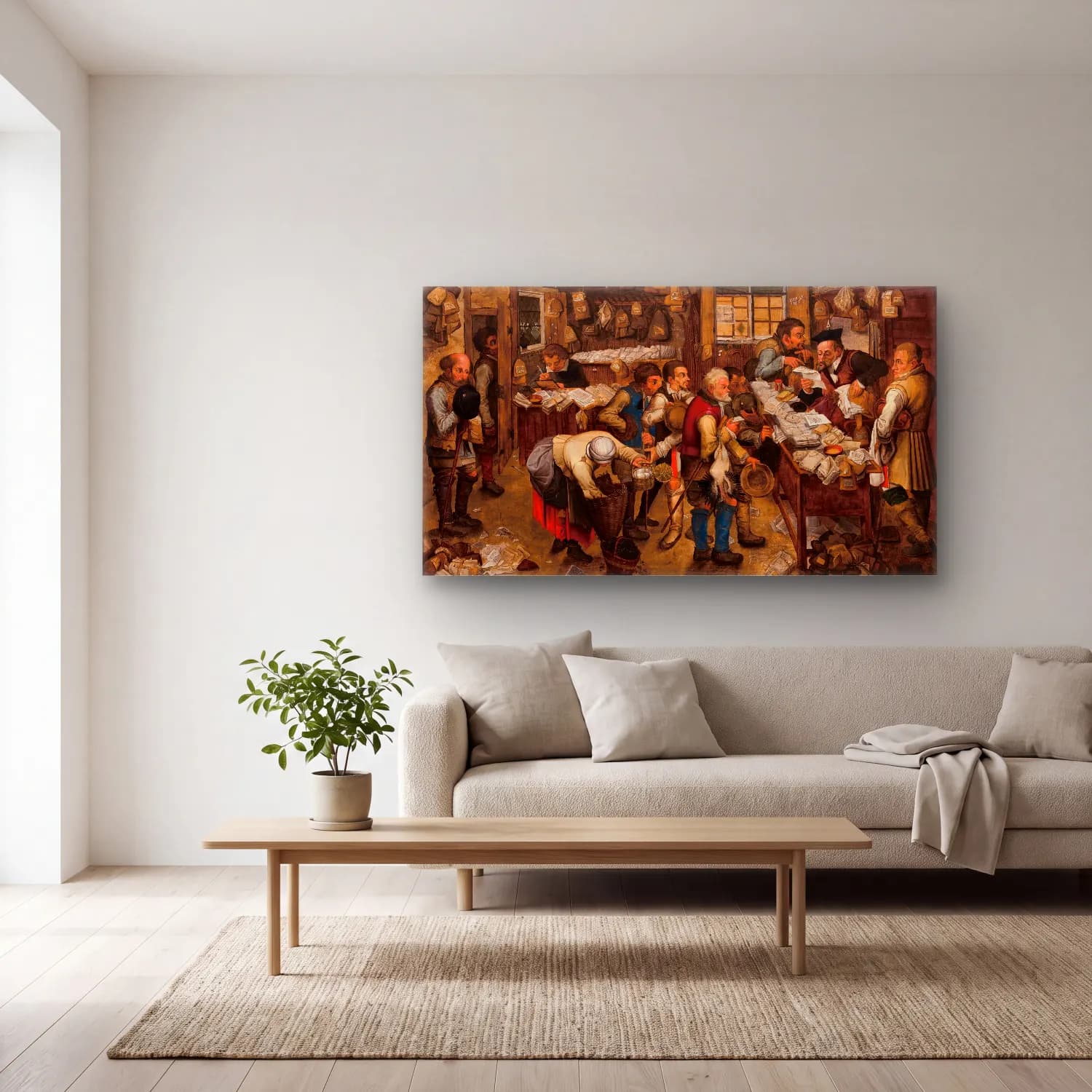 Pieter Brueghel The Younger – The tax-collector’s office cam tablo — açık renk salonda