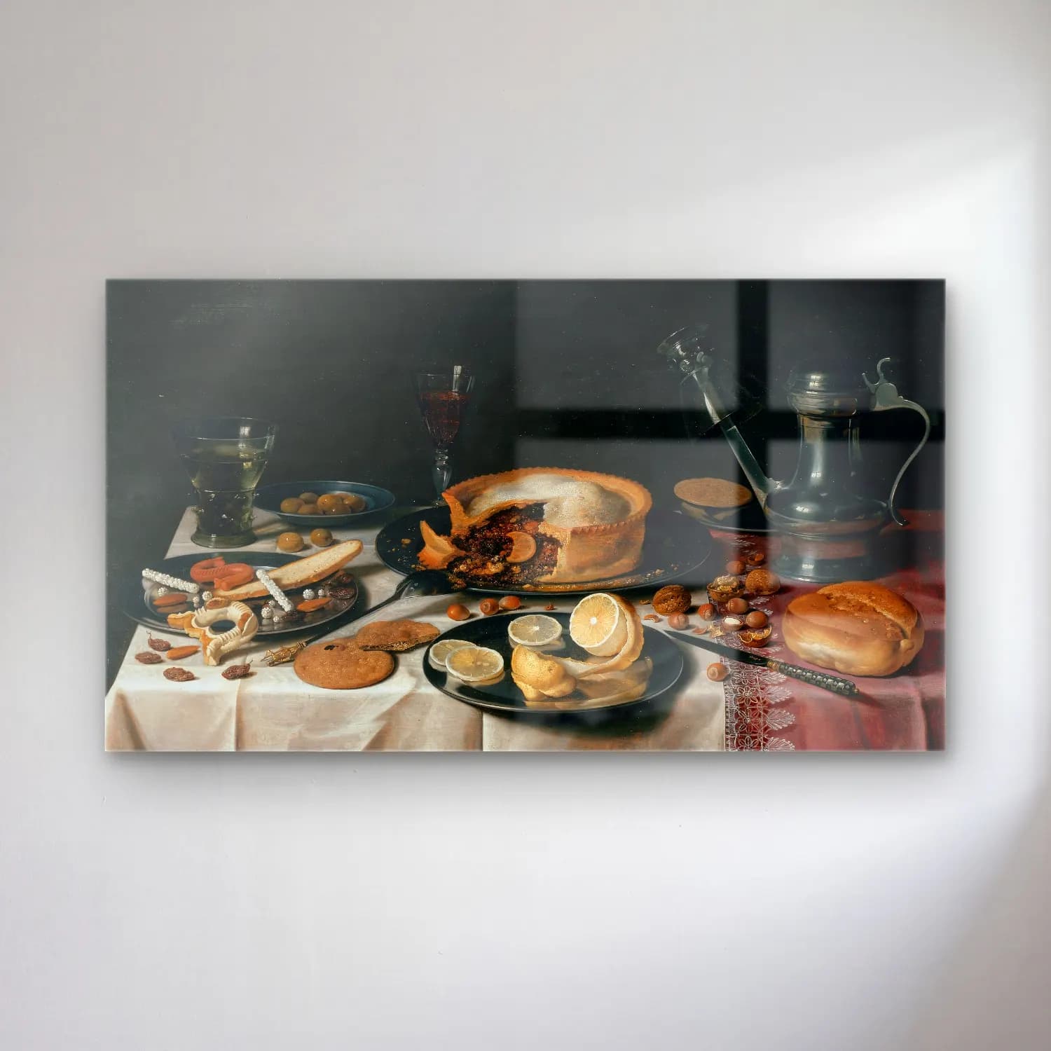 Pieter Claesz – Still Life cam tablo — Pieter Claesz – Still Life — yağlı boya ekmek ve pastalar