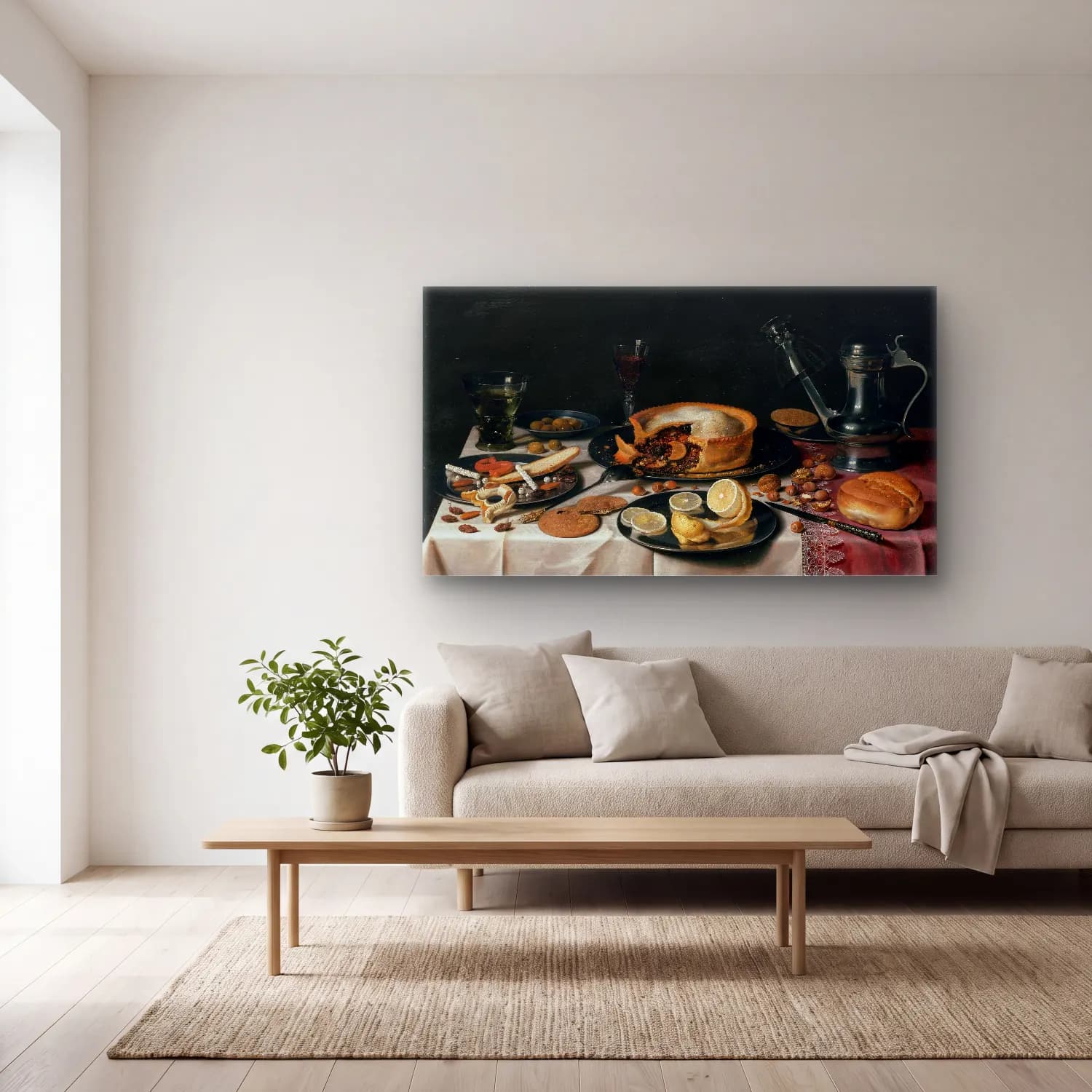 Pieter Claesz – Still Life cam tablo — açık renk salonda