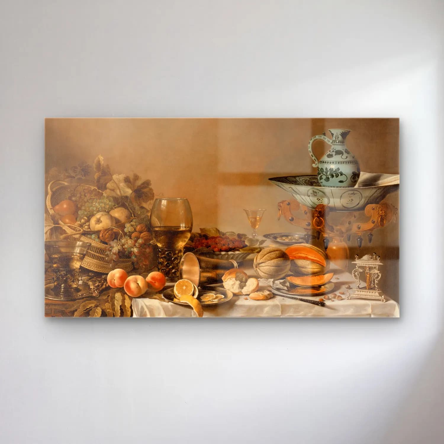 Pieter Claesz – Still Life – Bej Tonlar cam tablo — Pieter Claesz – Still Life – Bej Tonlar — yağlı boya meyveli natürmort