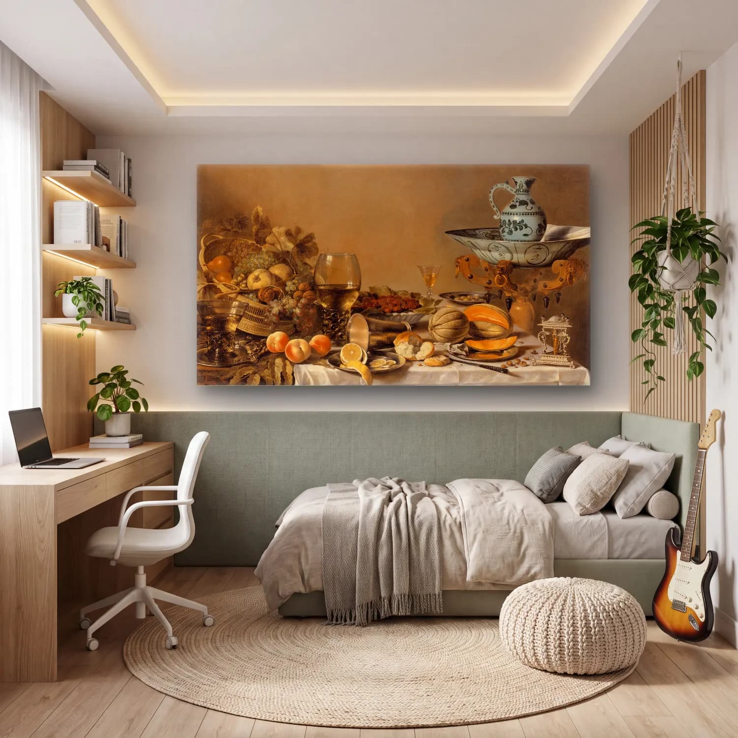 Pieter Claesz – Still Life – Bej Tonlar cam tablo — genç odasında