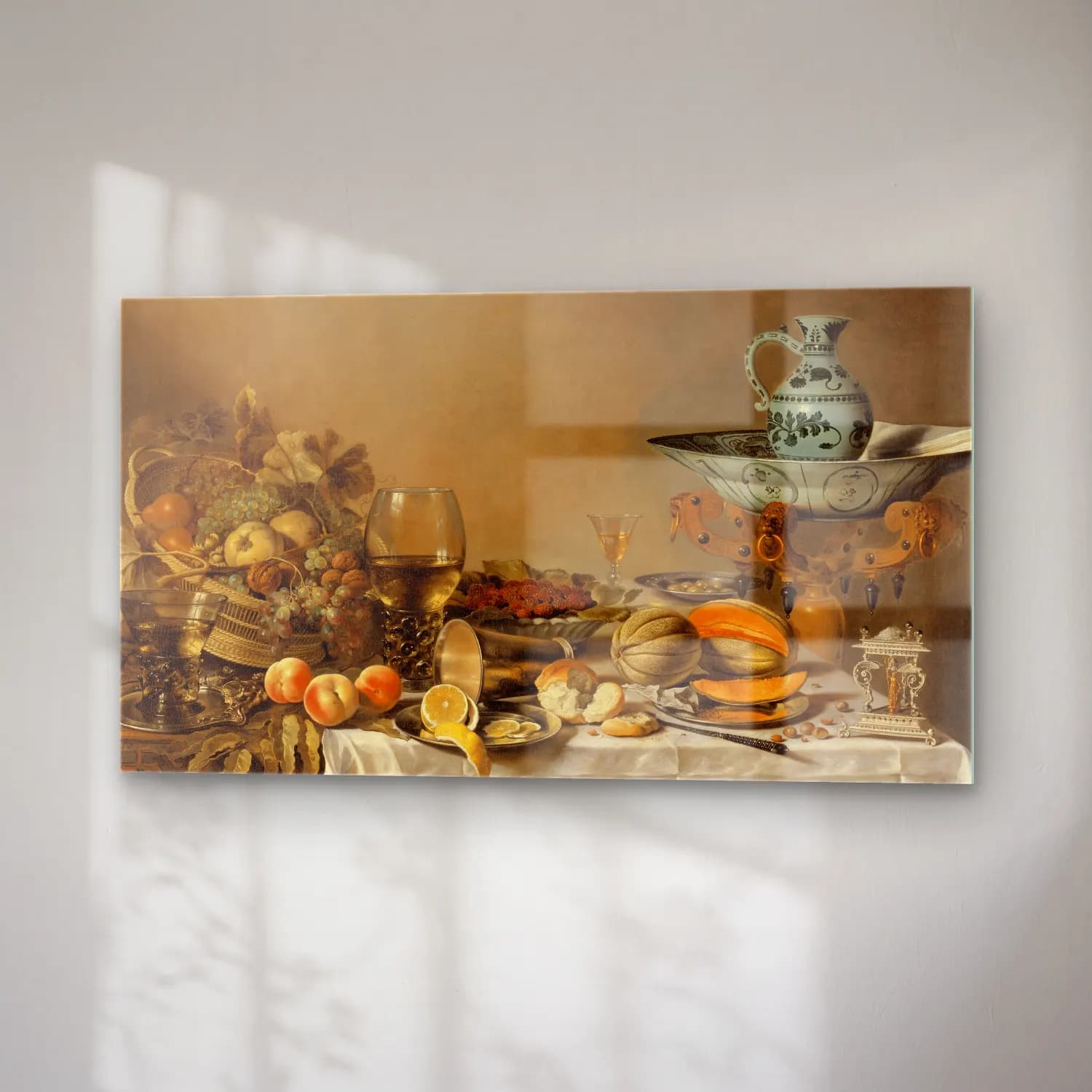 Pieter Claesz – Still Life – Bej Tonlar cam tablo — sağ açıdan görünüm