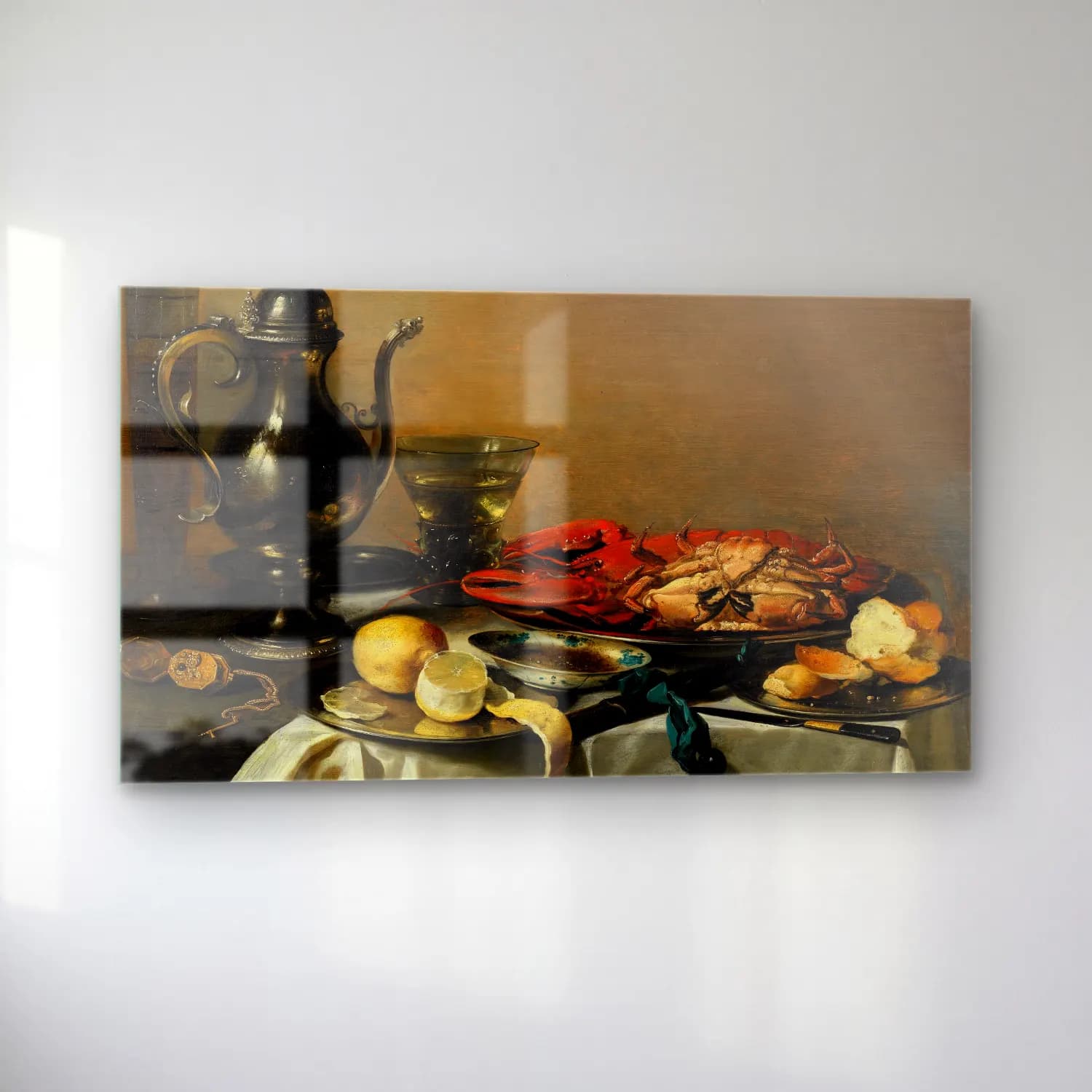 Pieter Claesz – Still Life – Sarı Tonlar cam tablo — sol açıdan görünüm