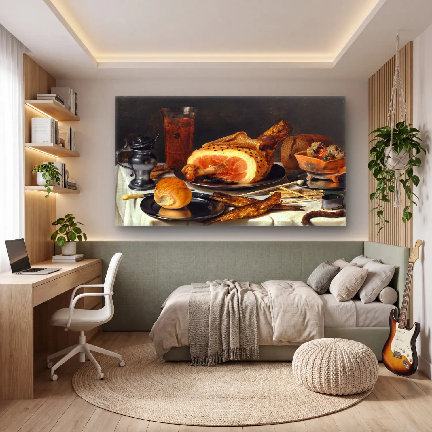 Pieter Claesz – Still Life with Ham cam tablo — genç odasında