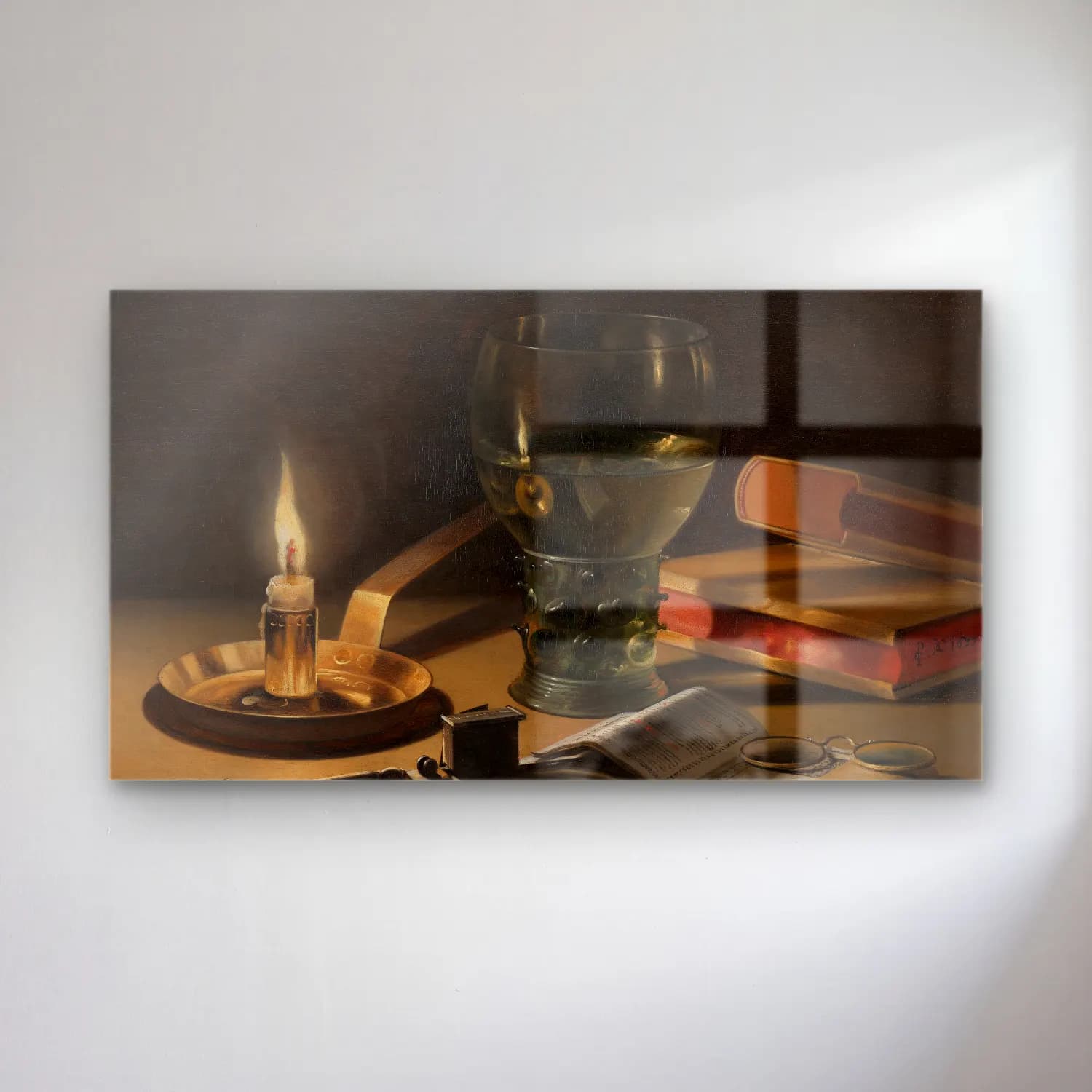 Pieter Claesz – Still Life with Lighted Candle cam tablo — Pieter Claesz – Still Life with Lighted Candle — yağlı boya kadeh şarap