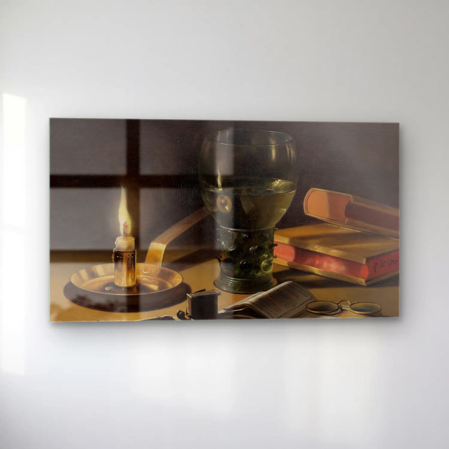Pieter Claesz – Still Life with Lighted Candle cam tablo — sol açıdan görünüm