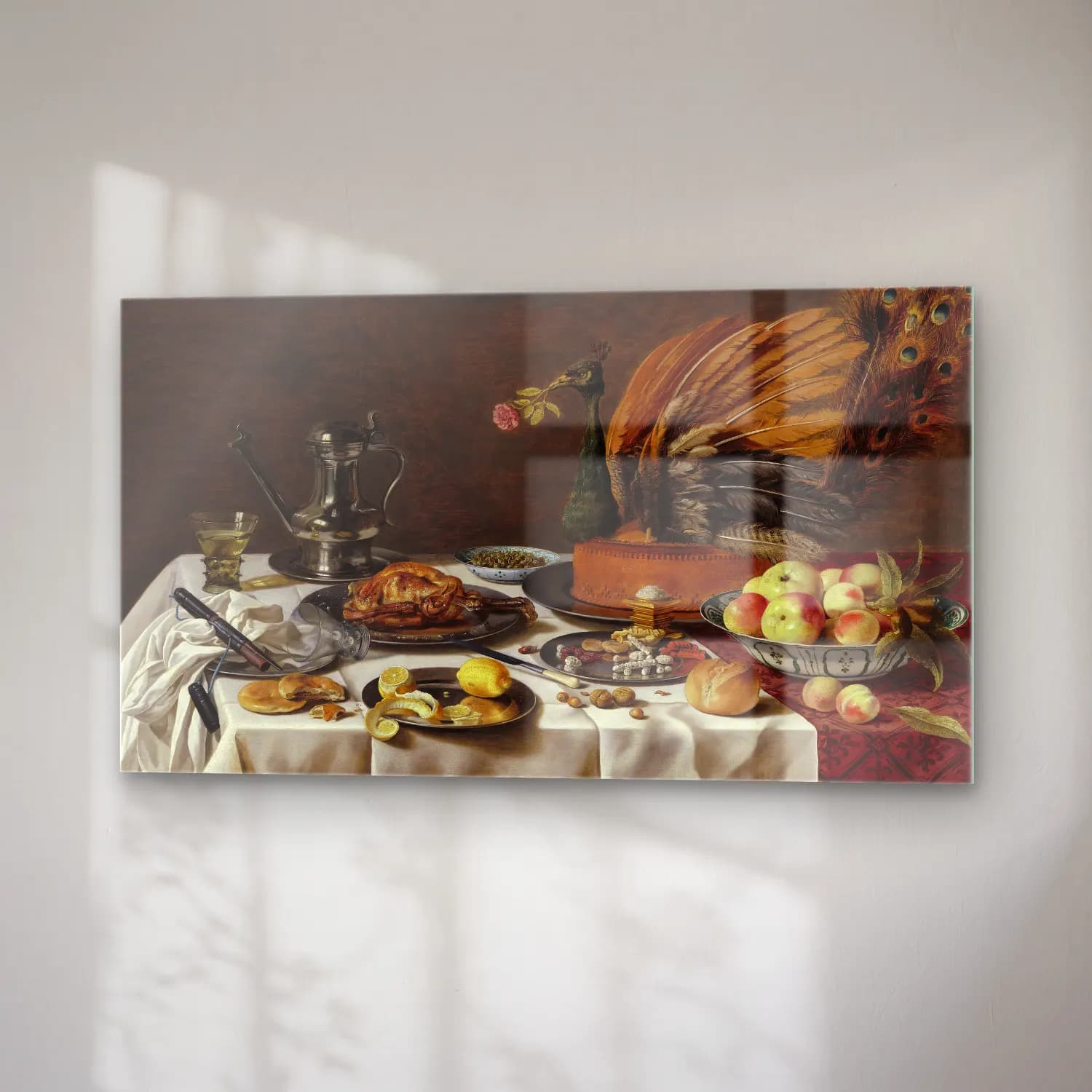 Pieter Claesz – Still Life with Peacock Pie cam tablo — sağ açıdan görünüm