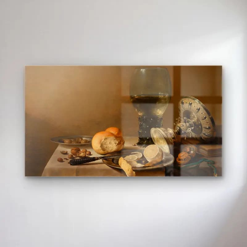 Pieter Claesz – Still Life with Tazza cam tablo — Pieter Claesz – Still Life with Tazza — yağlı boya ekmek ve pastalar