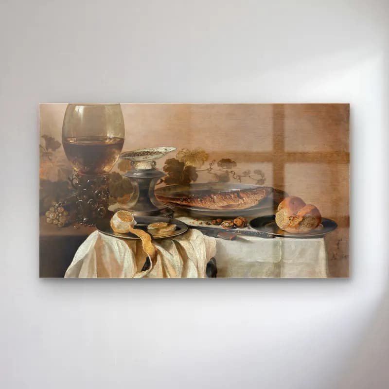 Pieter Claesz – Still Life with a Fish cam tablo — Pieter Claesz – Still Life with a Fish — yağlı boya meyveli natürmort