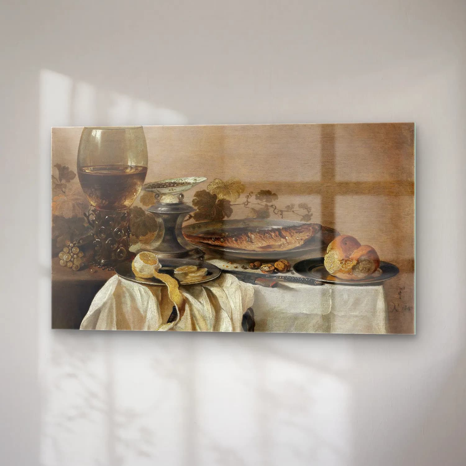 Pieter Claesz – Still Life with a Fish cam tablo — sağ açıdan görünüm