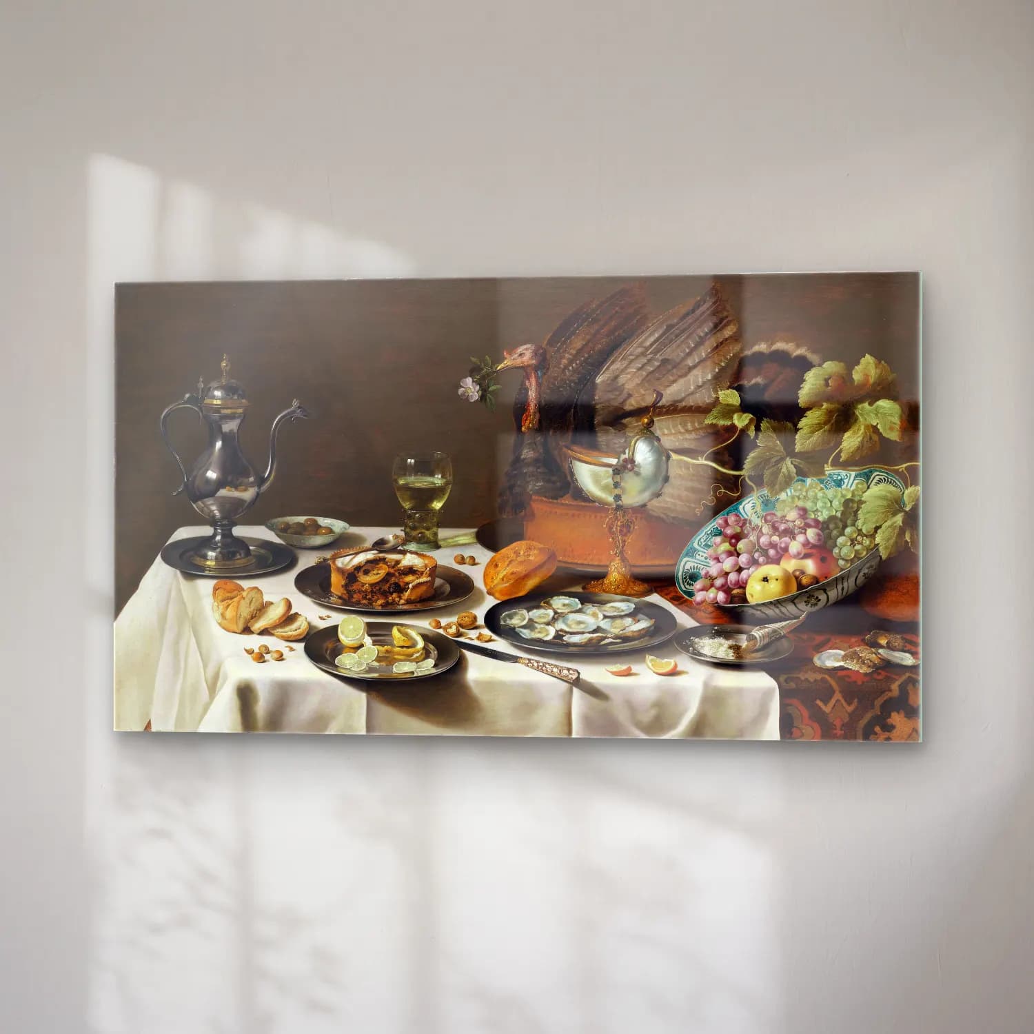 Pieter Claesz – Still Life with a Turkey Pie cam tablo — sağ açıdan görünüm