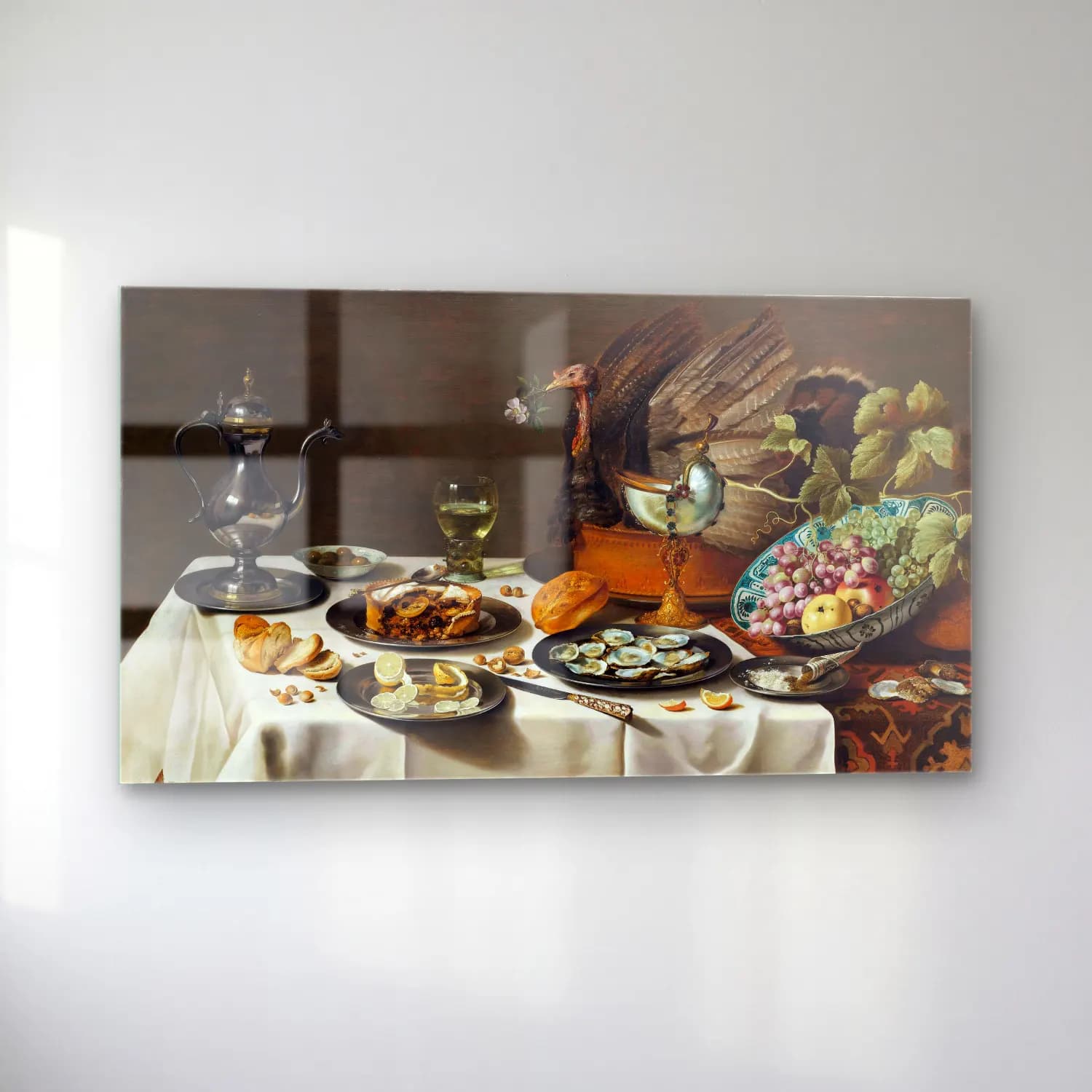 Pieter Claesz – Still Life with a Turkey Pie cam tablo — sol açıdan görünüm