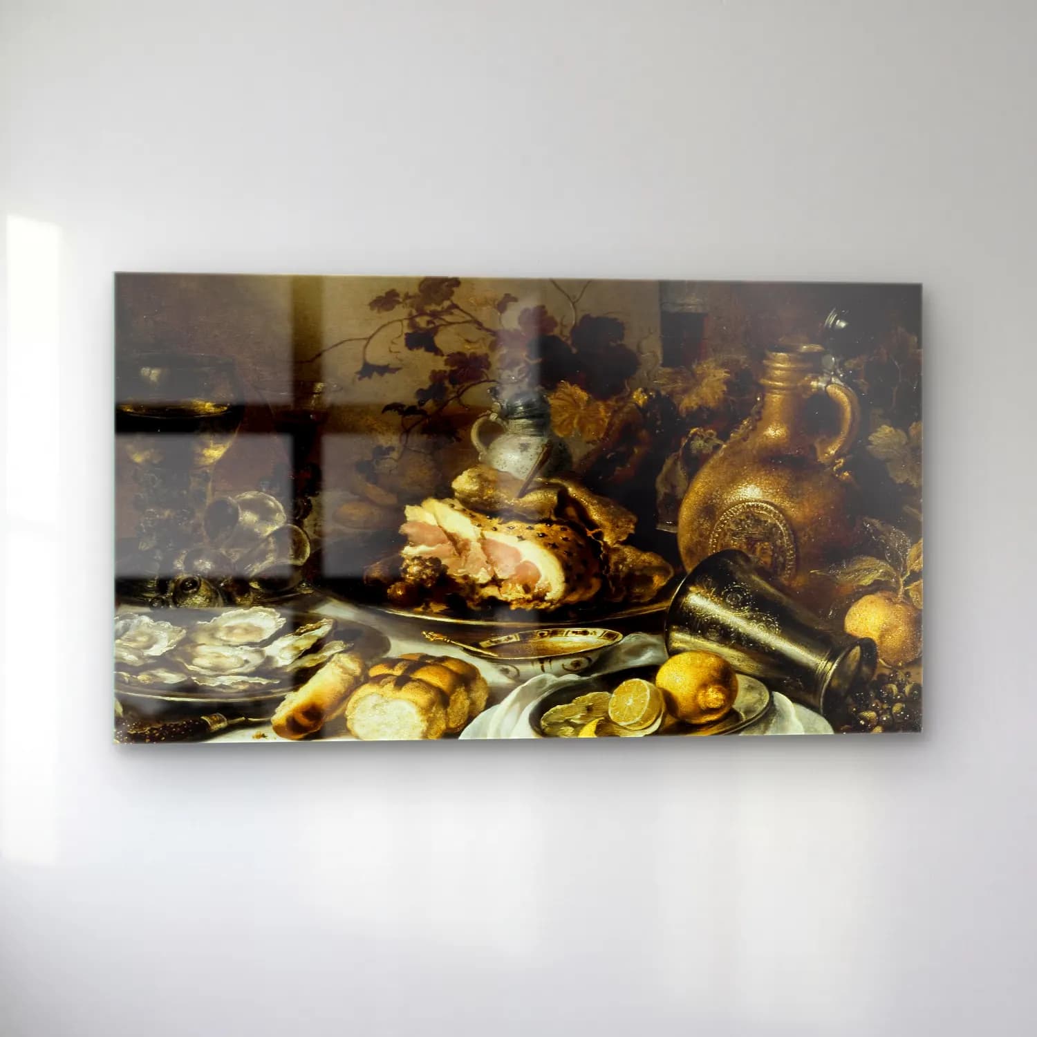 Pieter Claesz – Still life with ham cam tablo — sol açıdan görünüm