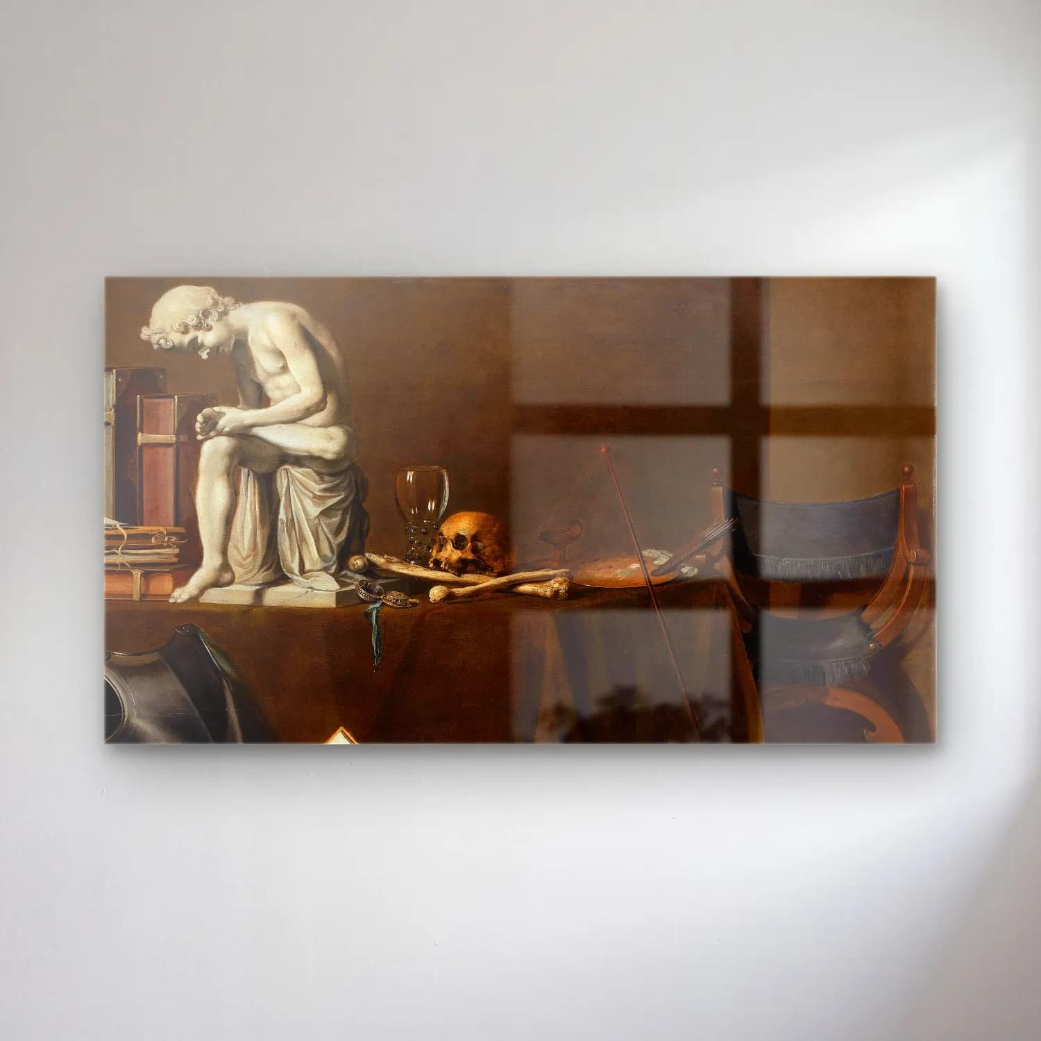 Pieter Claesz – Vanitas Still Life with the Spinario cam tablo — Pieter Claesz – Vanitas Still Life with the Spinario — yağlı boya dini sahne