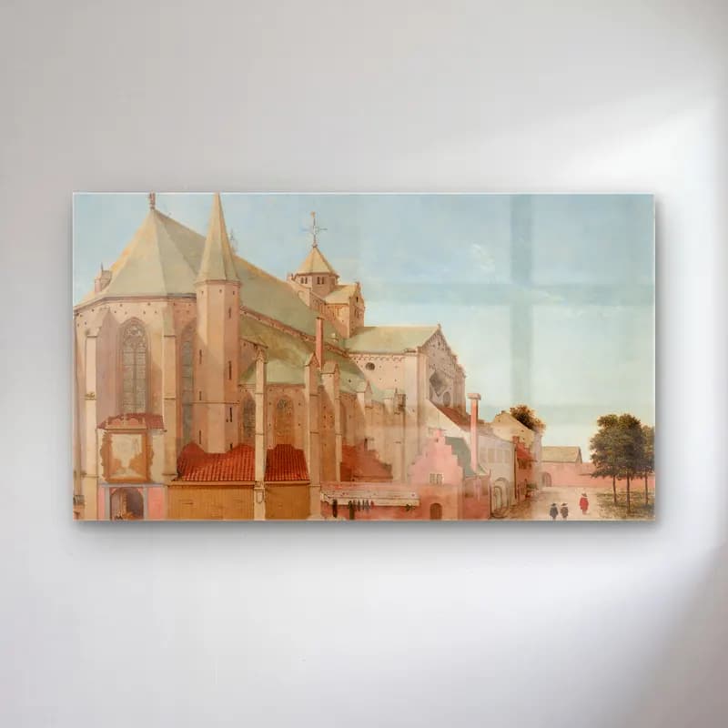 Pieter Jansz Saenredam – The Mariaplaats with the Mariakerk in Utrecht cam tablo — Pieter Jansz Saenredam – The Mariaplaats with the Mariakerk in Utrecht — yağlı boya katedral