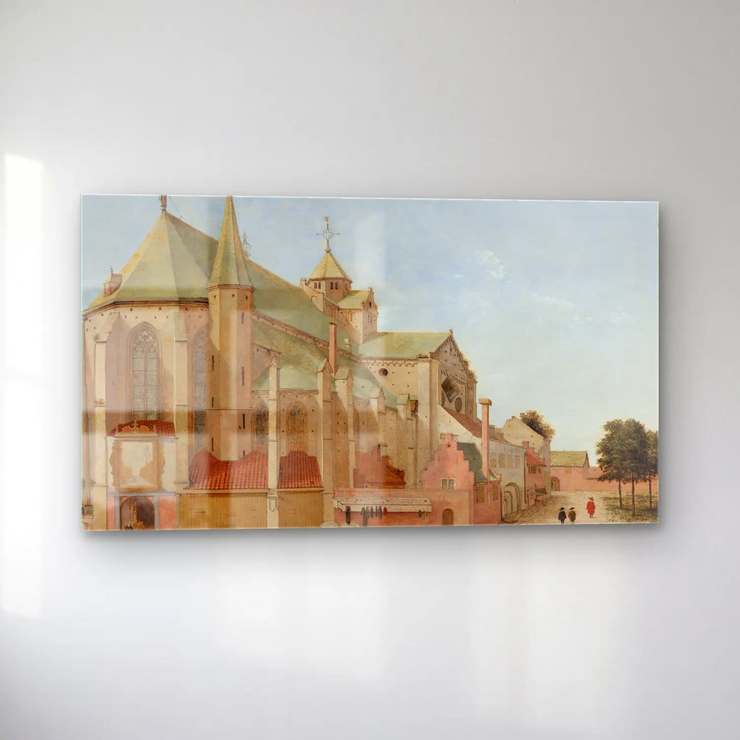 Pieter Jansz Saenredam – The Mariaplaats with the Mariakerk in Utrecht cam tablo — sol açıdan görünüm