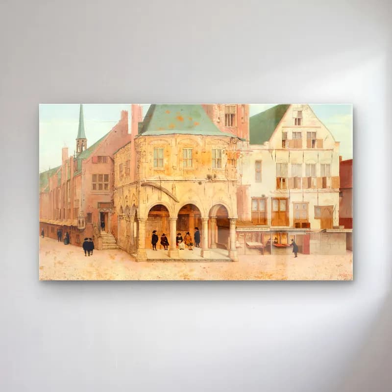 Pieter Jansz Saenredam – The Old Town Hall of Amsterdam cam tablo — Pieter Jansz Saenredam – The Old Town Hall of Amsterdam — suluboya kafeli avrupa sokağı