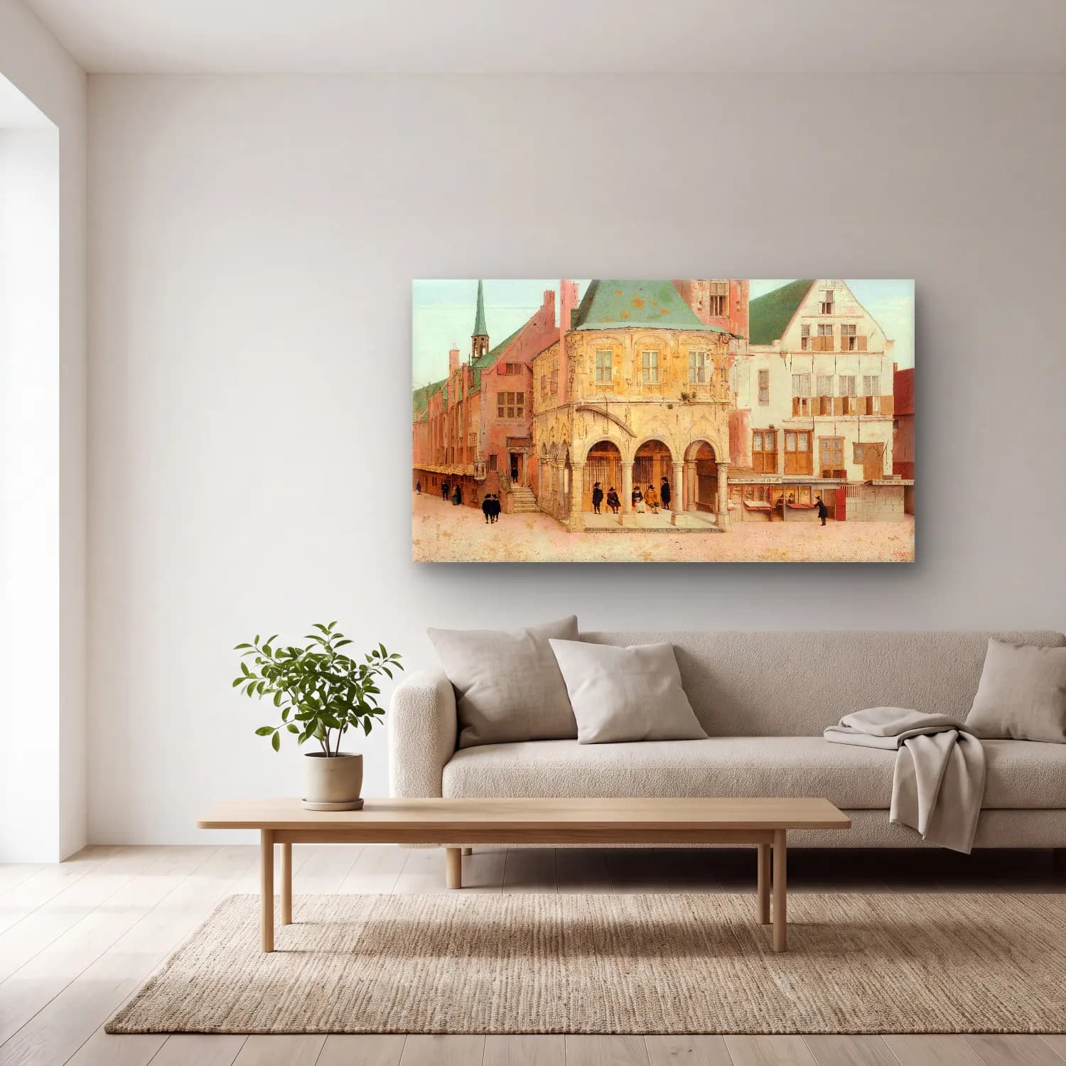 Pieter Jansz Saenredam – The Old Town Hall of Amsterdam cam tablo — açık renk salonda