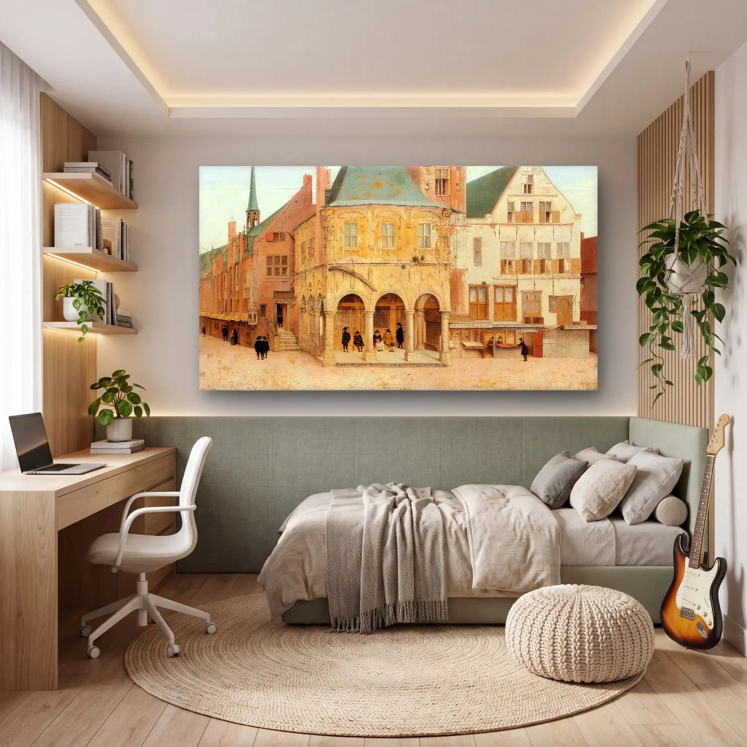 Pieter Jansz Saenredam – The Old Town Hall of Amsterdam cam tablo — genç odasında