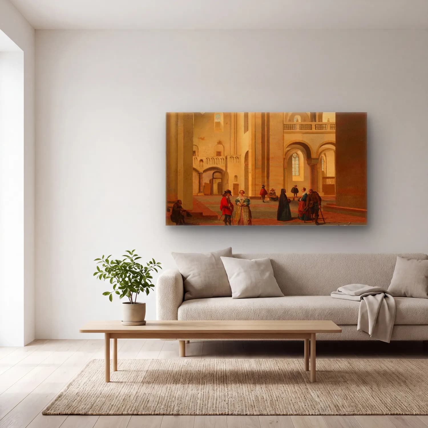 Pieter Jansz Saenredam – The Transept of the Mariakerk in Utrecht, seen from the… cam tablo — açık renk salonda