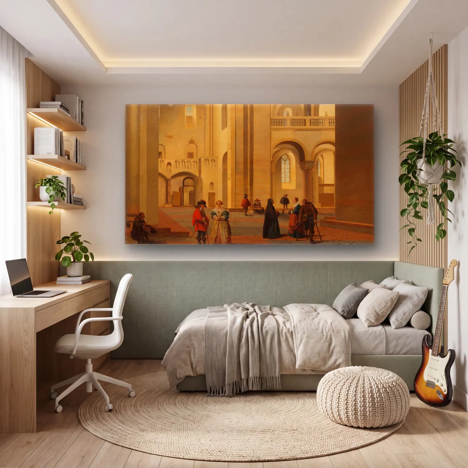 Pieter Jansz Saenredam – The Transept of the Mariakerk in Utrecht, seen from the… cam tablo — genç odasında