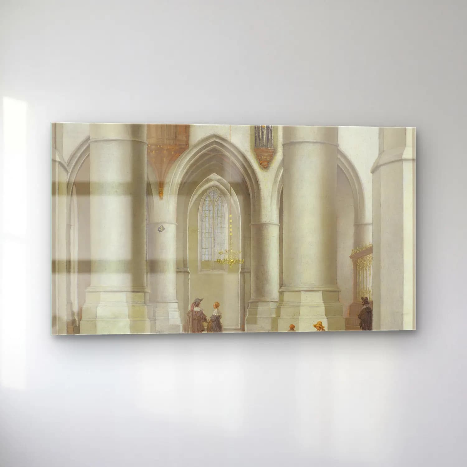 Pieter Jansz Saenredam – View of the interior of the St. Bavo Church in Haarlem cam tablo — sol açıdan görünüm